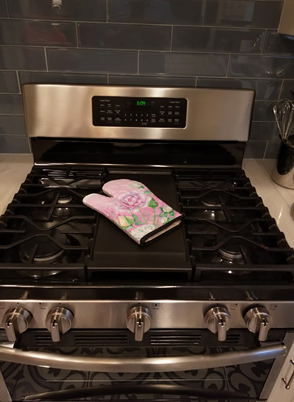 Rose Garden Oven Mitt Heat Resistant Thick Oven Mitt for Hot Pans and Oven, Kitchen Mitt Protect Hands, Cooking Baking Glove
