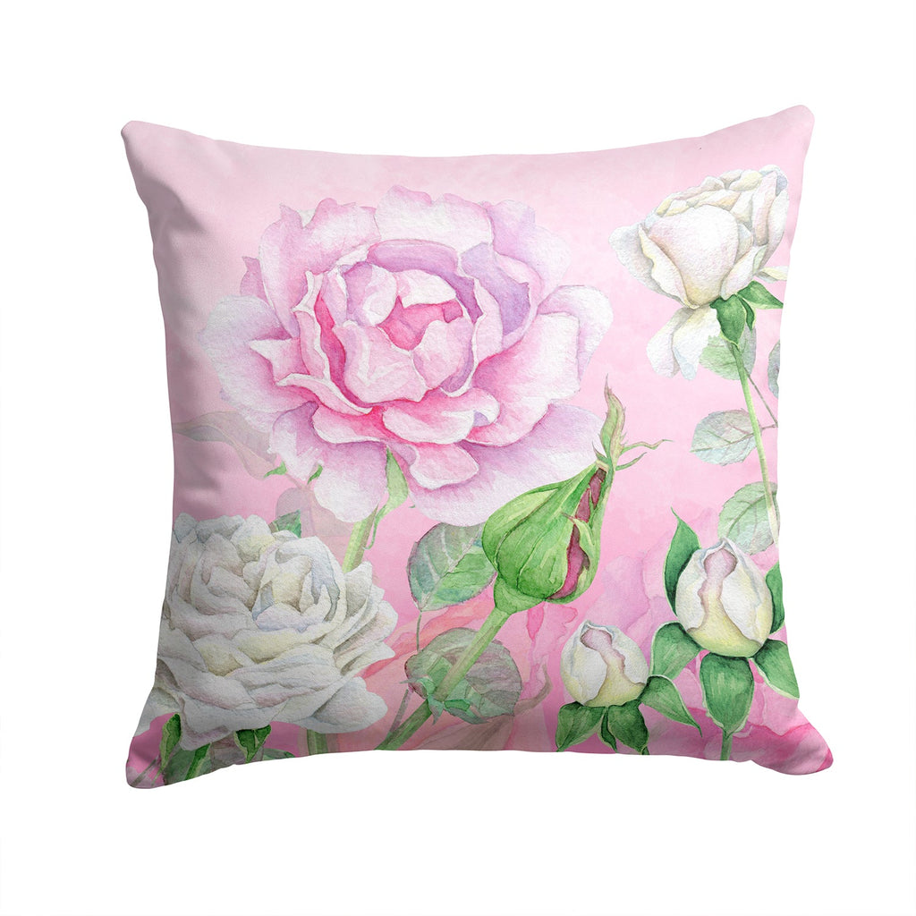 Rose Garden Decorative Throw Pillow 14x14 Indoor Outdoor Accent Cushion, Fabric Cover with Insert for Sofa, Bed, Porch & Living Room