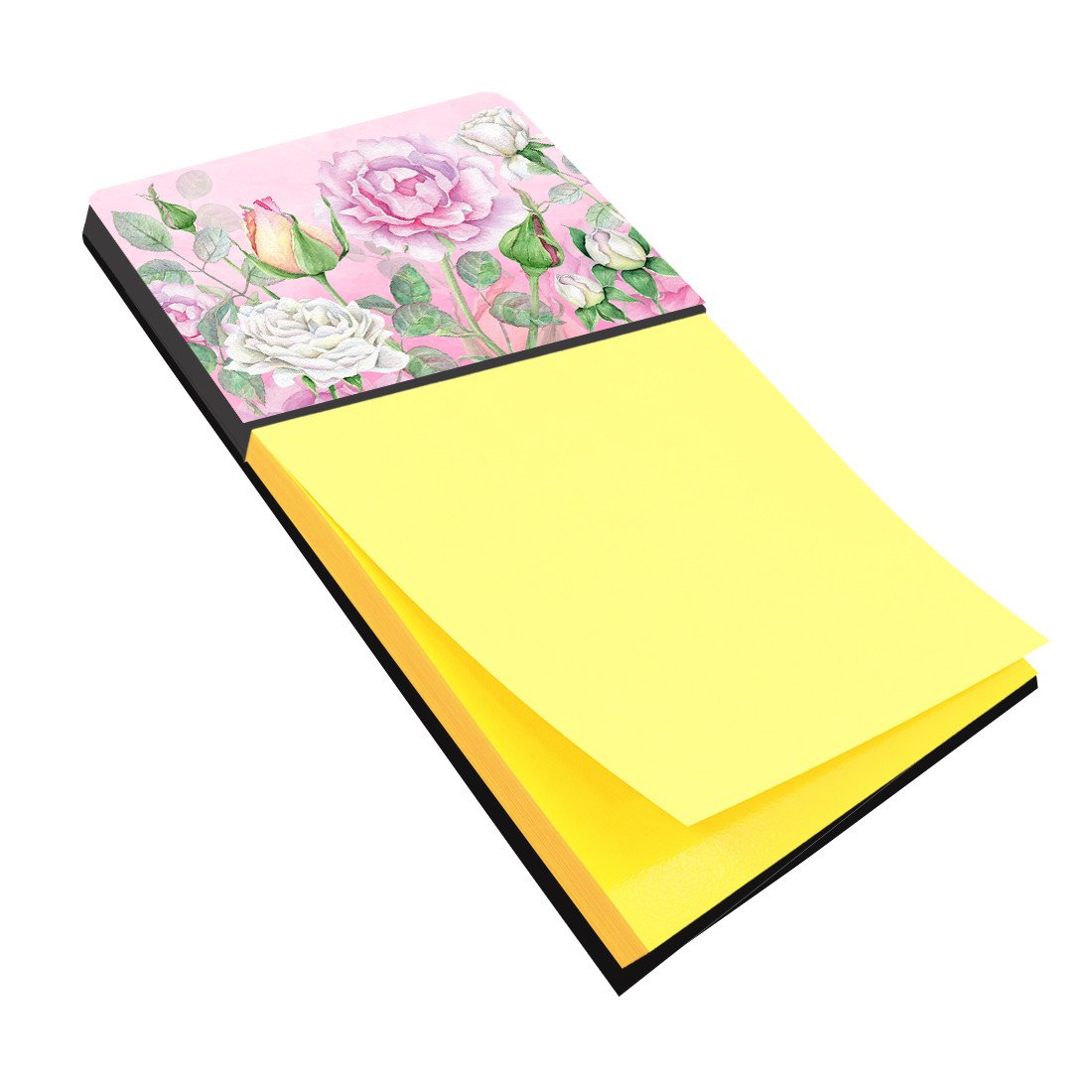 Rose Garden Watercolor Sticky Note Holder Refillable Dispenser Desk Accessory 3x3 Pad Gift