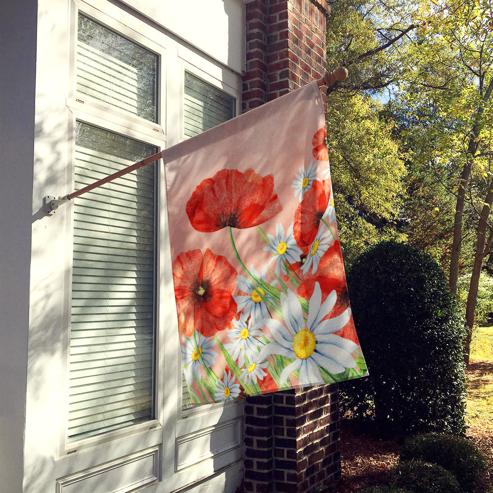 Poppies and Chamomiles House Flag 28x40 Porch Sleeve Pole Decorative Outside Yard Banner Artwork Wall Hanging, Polyester
