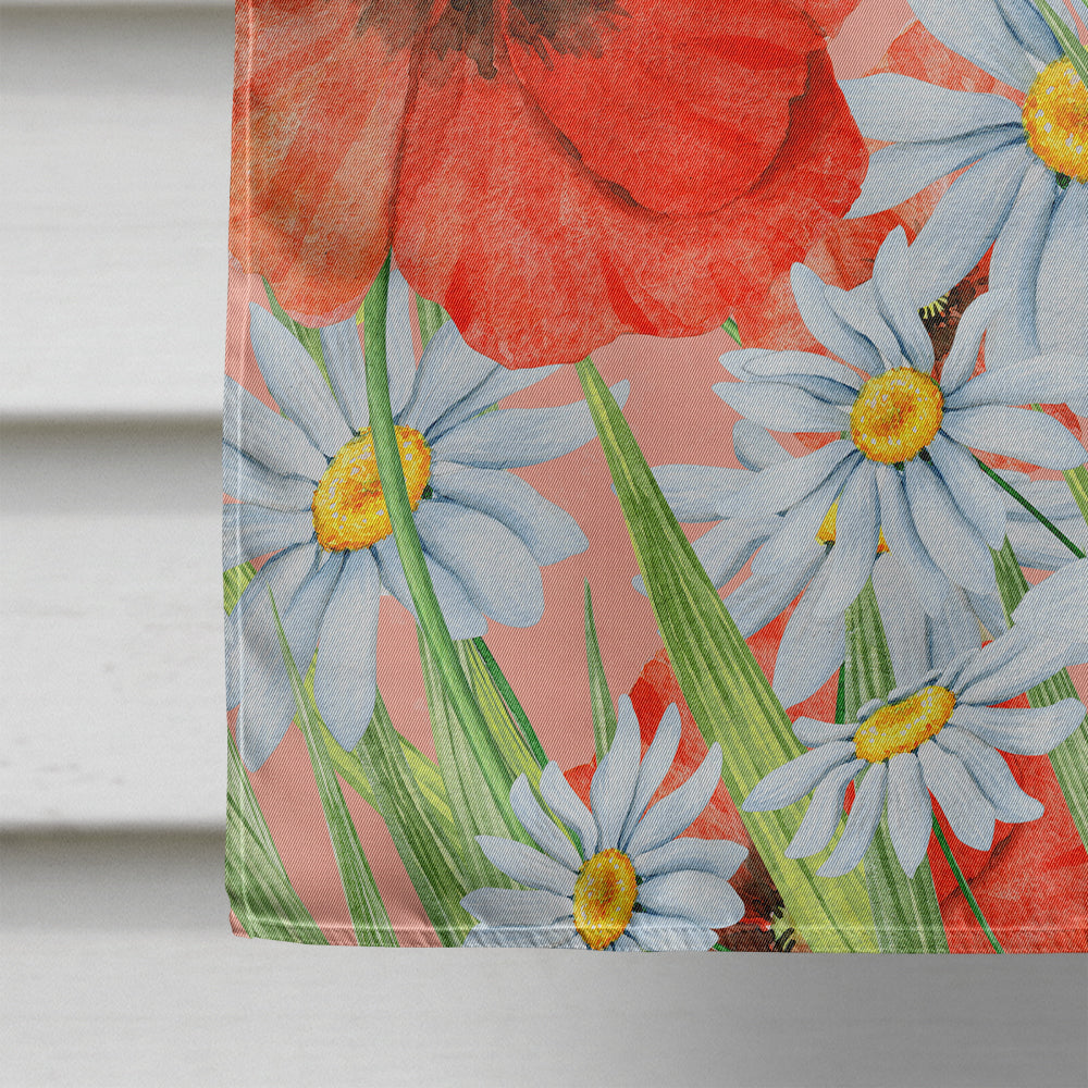 Poppies and Chamomiles House Flag 28x40 Porch Sleeve Pole Decorative Outside Yard Banner Artwork Wall Hanging, Polyester