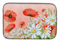 Poppies and Chamomiles Dish Drying Mat Absorbent Dish Drying Mat Pad for Kitchen Counter Dish Drainer Mat for Countertop, 14 x 21", Multicolor