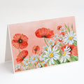 Poppies and Chamomiles Greeting Cards Pack of 8 Blank Cards with Envelopes Whimsical A7 Size 5x7