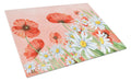 Poppies and Chamomiles Cutting Board Tempered Glass Kitchen Cutting Surface, Heat Resistant Chopping, Non-Slip Feet, Food Prep & Serving