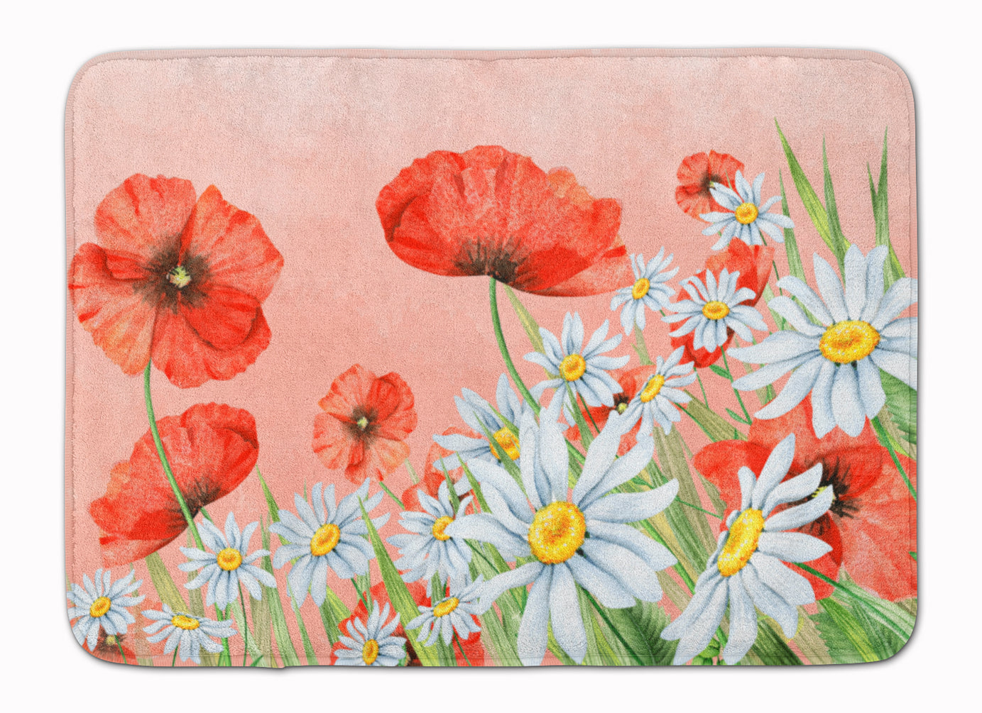 Poppies and Chamomiles Memory Foam Kitchen Mat Machine Washable Anti-Fatigue Cushion Comfort Bath or Kitchen Rug