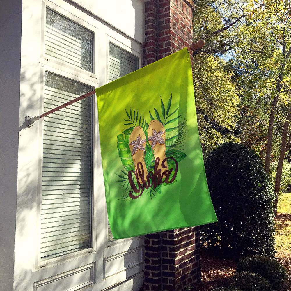 Aloha Flip Flops House Flag 28x40 Porch Sleeve Pole Decorative Outside Yard Banner Artwork Wall Hanging, Polyester