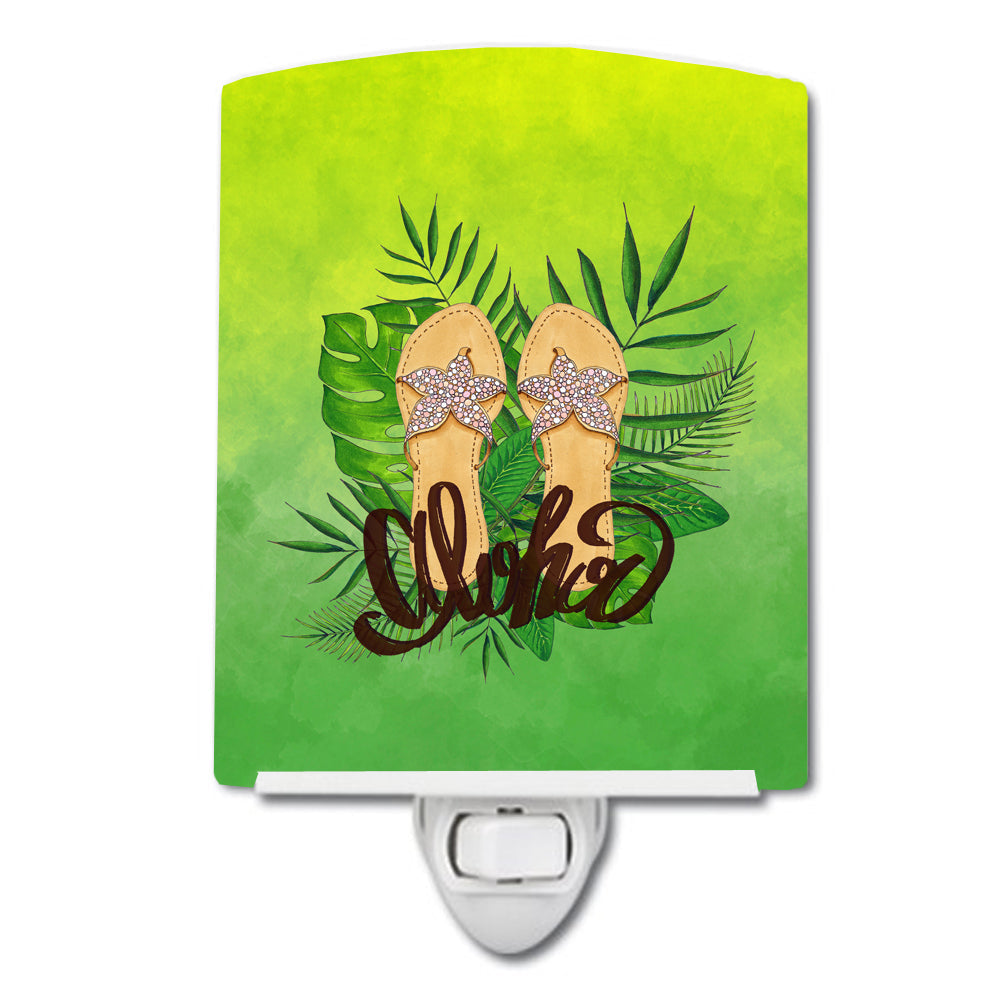 Aloha Flip Flops Ceramic Night Light Compact, UL-Certified, Ideal for Bedroom, Bathroom, Nursery, Hallway, Kitchen, 6x4x3, Multicolor