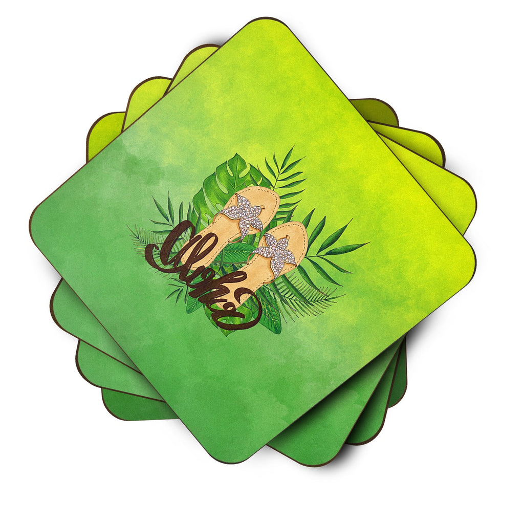 Aloha Flip Flops Foam Coasters Set of 4 Cup Coasters for Indoor Outdoor, Tabletop Protection, Anti Slip, Mouse pad Material