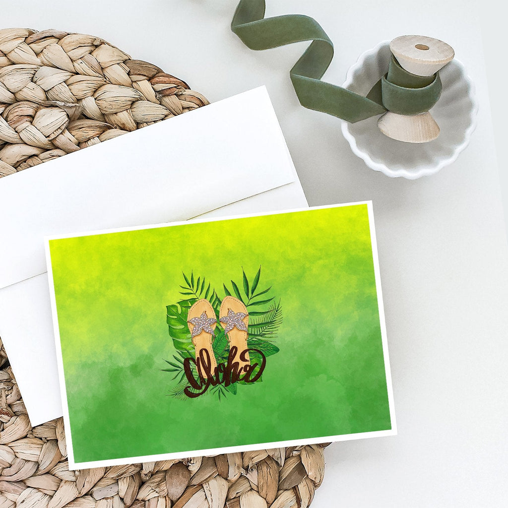 Aloha Flip Flops Greeting Cards Pack of 8 Blank Cards with Envelopes Whimsical A7 Size 5x7