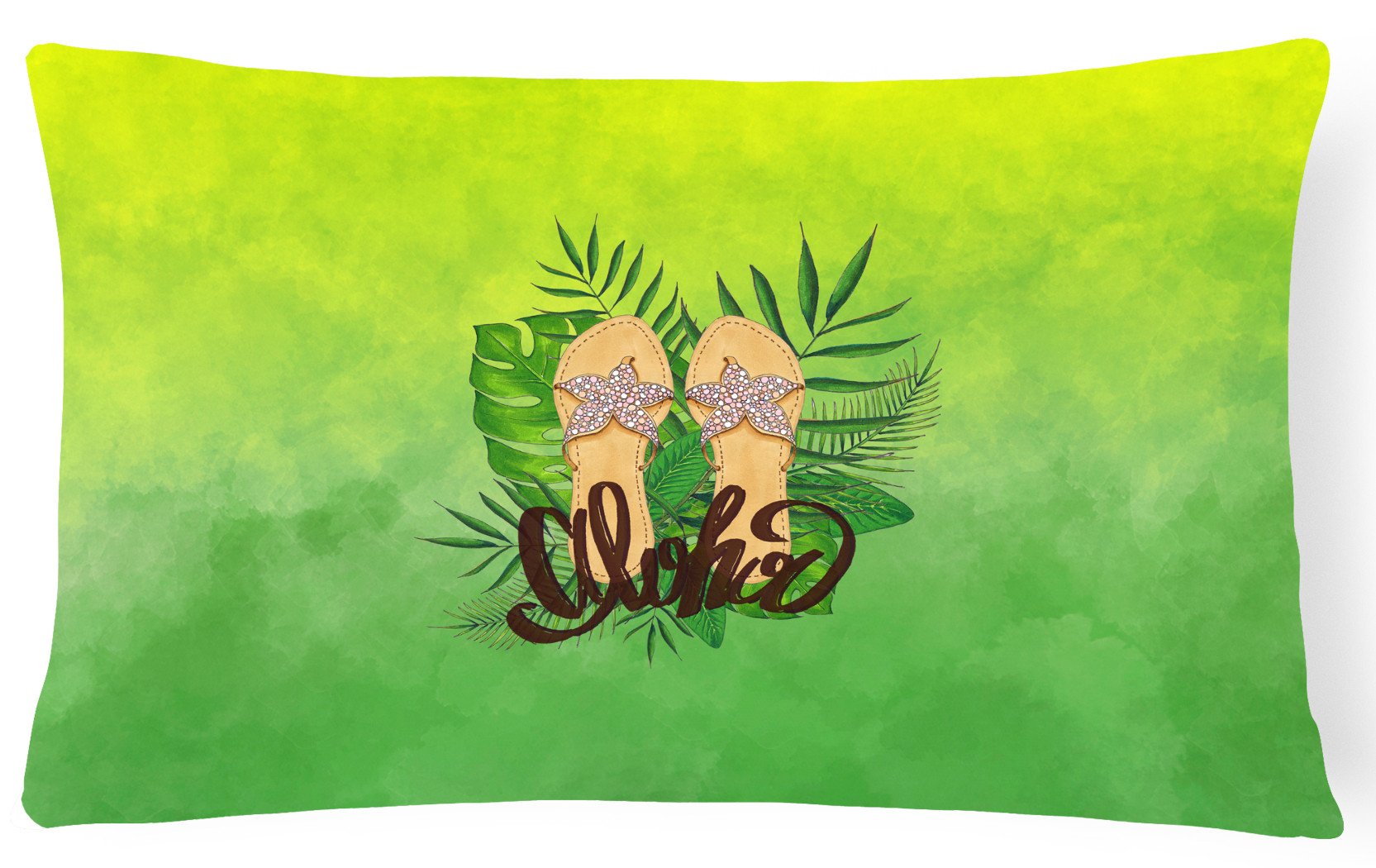Aloha Flip Flops Decorative Throw Pillow 12x16 Indoor Outdoor Accent Cushion, Fabric Cover with Insert for Sofa, Bed, Porch & Living Room