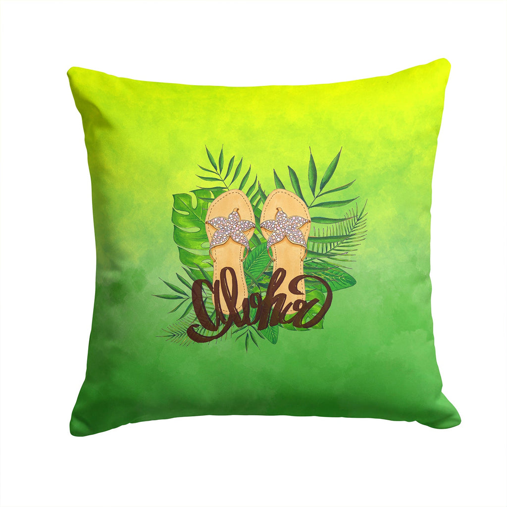 Aloha Flip Flops Decorative Throw Pillow 14x14 Indoor Outdoor Accent Cushion, Fabric Cover with Insert for Sofa, Bed, Porch & Living Room
