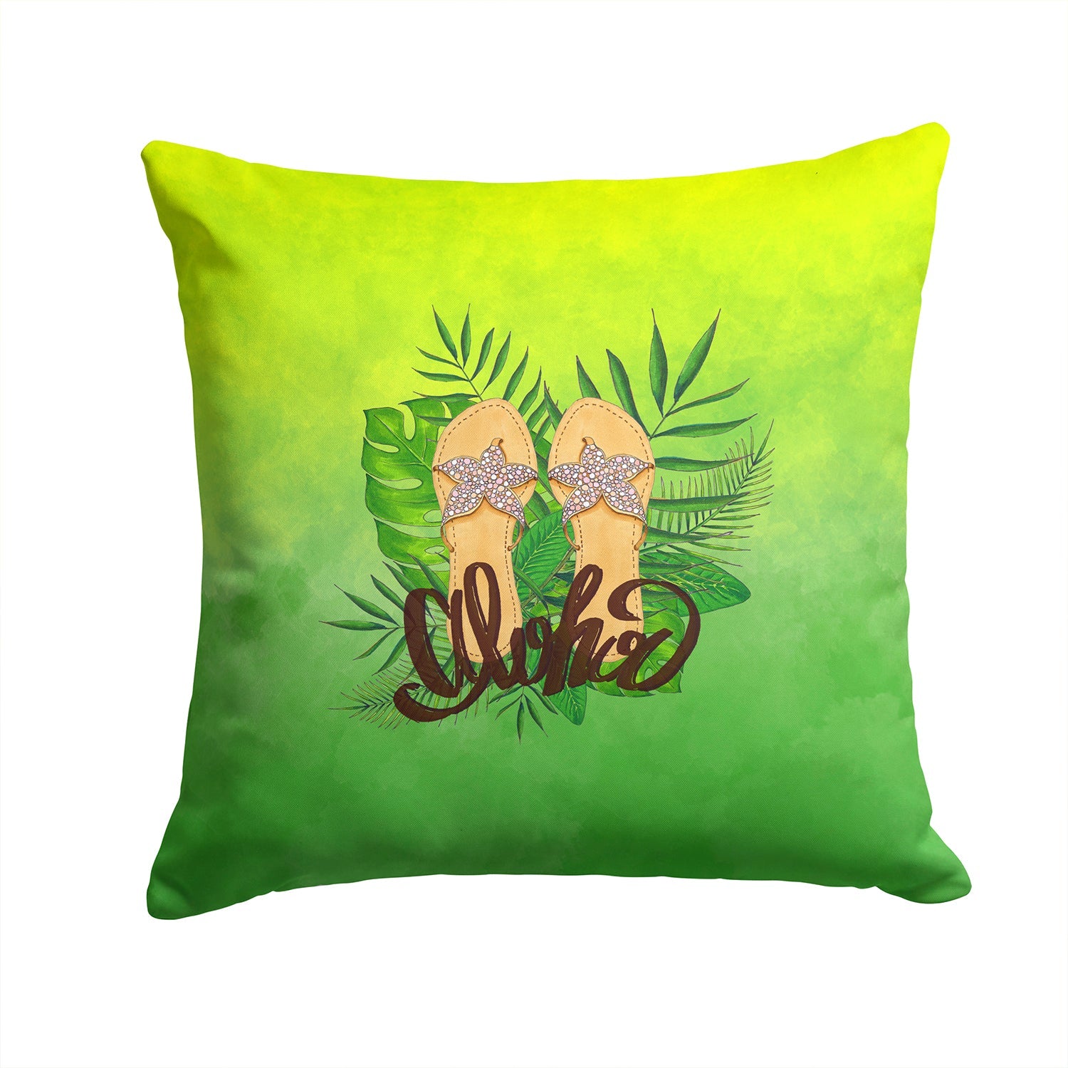 Aloha Flip Flops Decorative Throw Pillow 14x14 Indoor Outdoor Accent Cushion, Fabric Cover with Insert for Sofa, Bed, Porch & Living Room