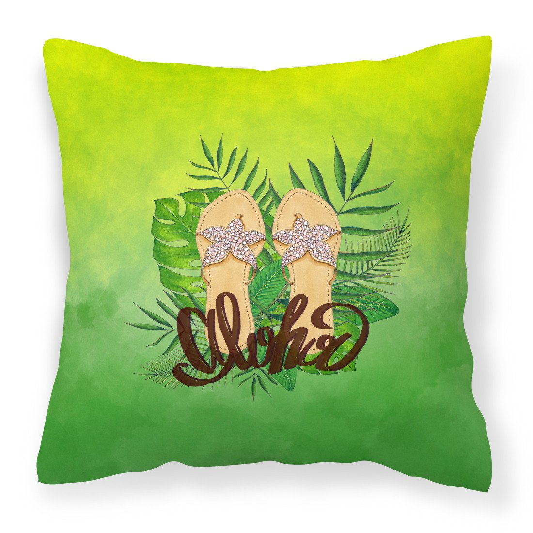 Aloha Flip Flops Decorative Throw Pillow 18x18 Indoor Outdoor Accent Cushion, Fabric Cover with Insert for Sofa, Bed, Porch & Living Room