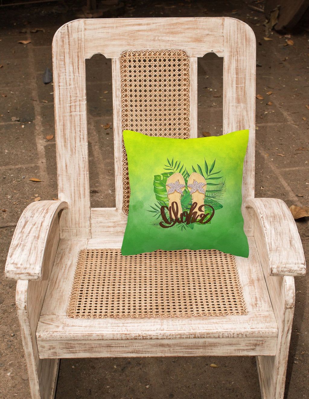 Aloha Flip Flops Decorative Throw Pillow 18x18 Indoor Outdoor Accent Cushion, Fabric Cover with Insert for Sofa, Bed, Porch & Living Room