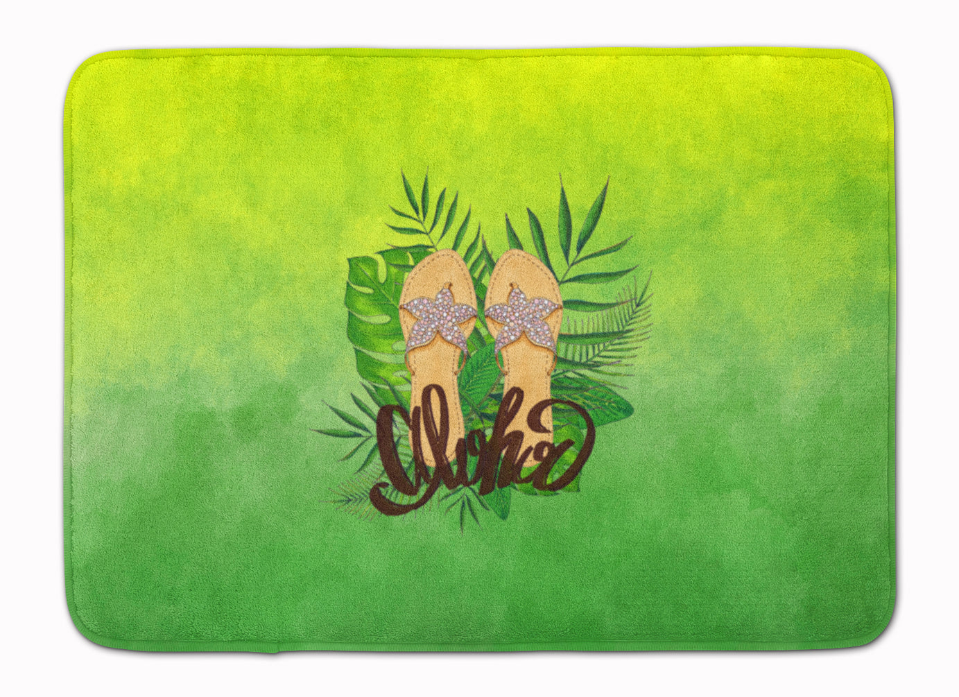 Aloha Flip Flops Memory Foam Kitchen Mat Machine Washable Anti-Fatigue Cushion Comfort Bath or Kitchen Rug