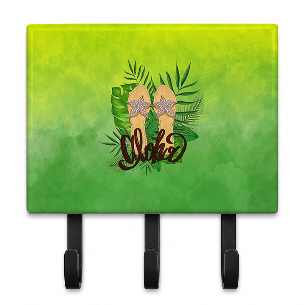 Aloha Flip Flops Leash or Key Holder Wall Hooks, Coat Rack Wall Mount, for Hanging Keys, Towels, Aprons, Leashes