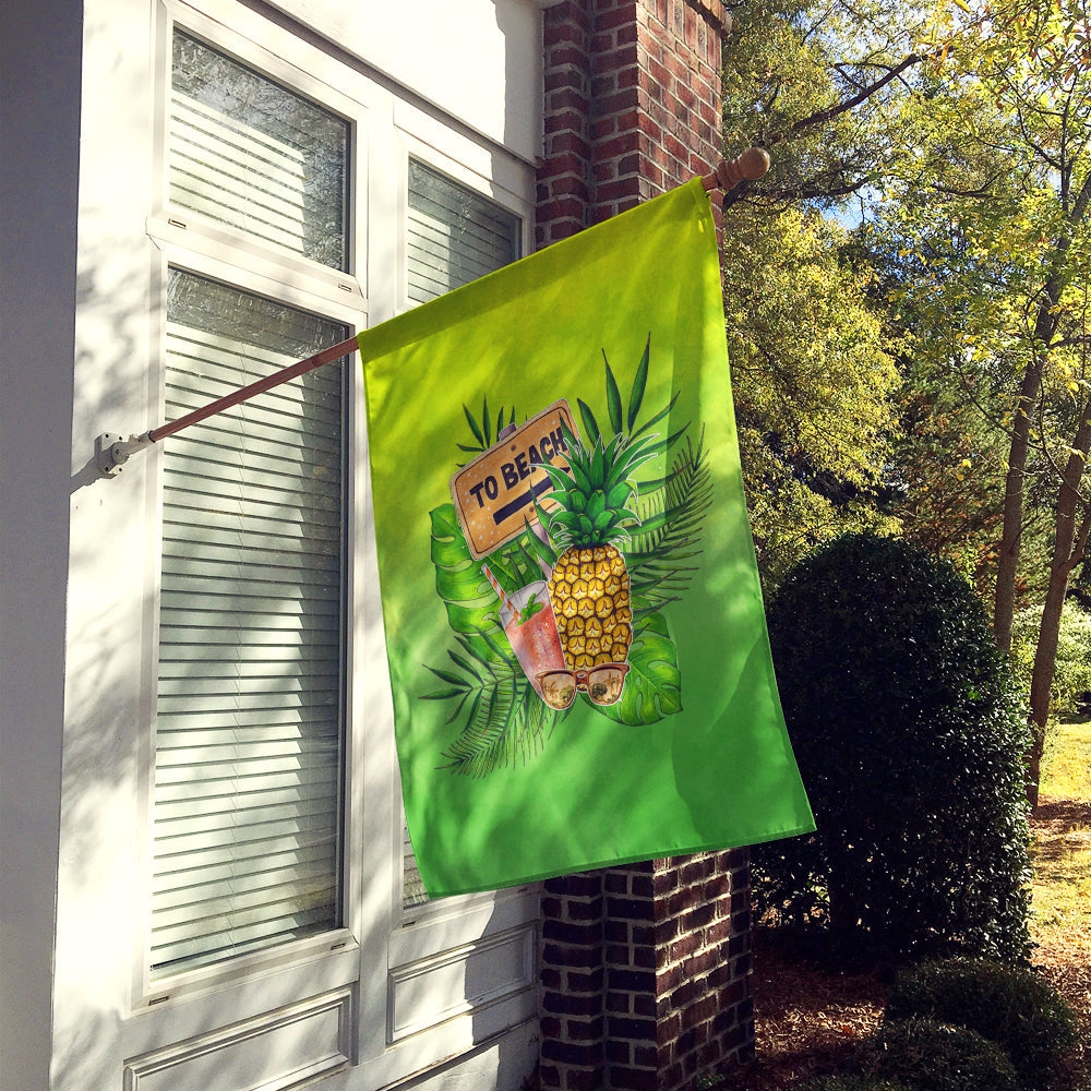 To the Beach Summer House Flag 28x40 Porch Sleeve Pole Decorative Outside Yard Banner Artwork Wall Hanging, Polyester