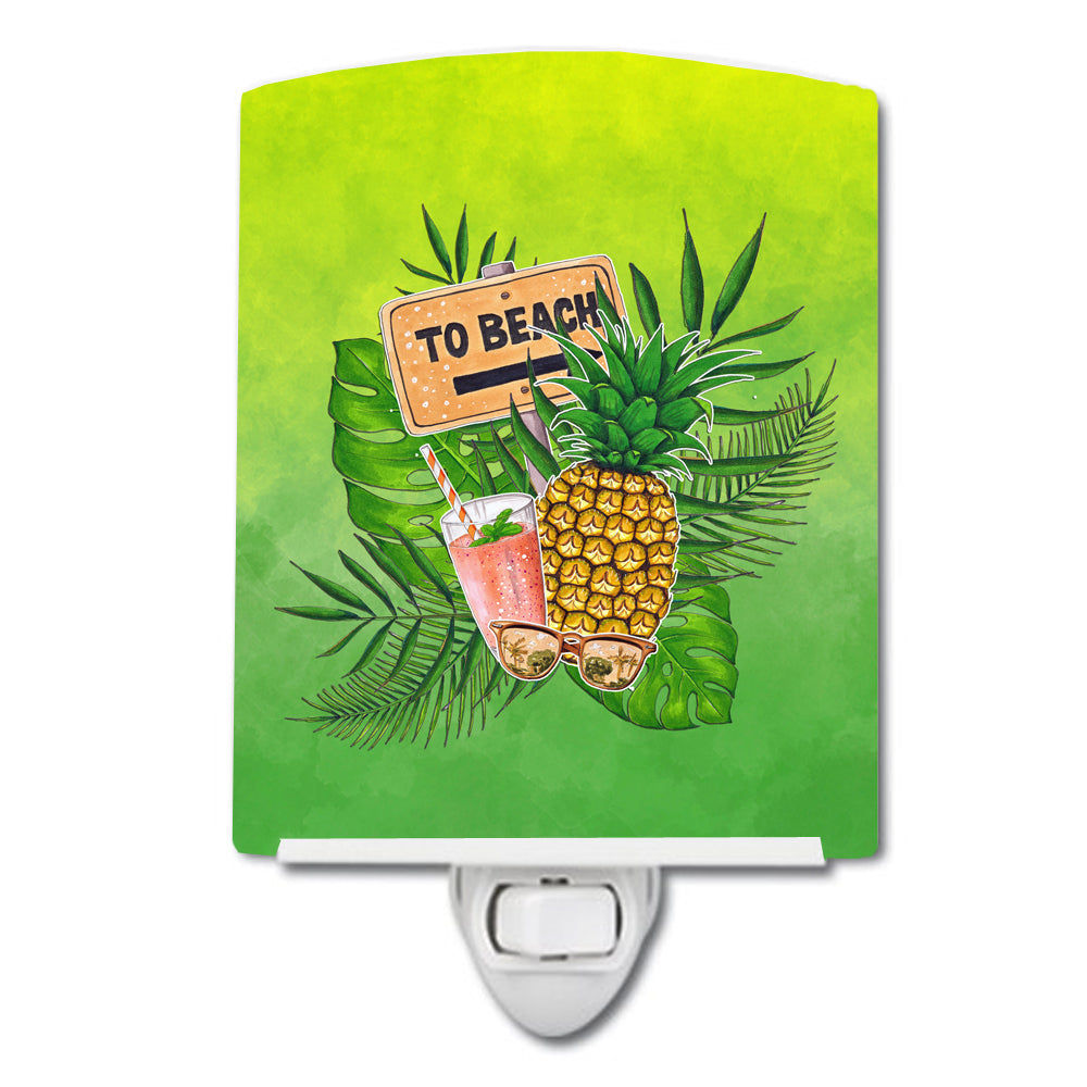 To the Beach Summer Ceramic Night Light Compact, UL-Certified, Ideal for Bedroom, Bathroom, Nursery, Hallway, Kitchen, 6x4x3, Multicolor