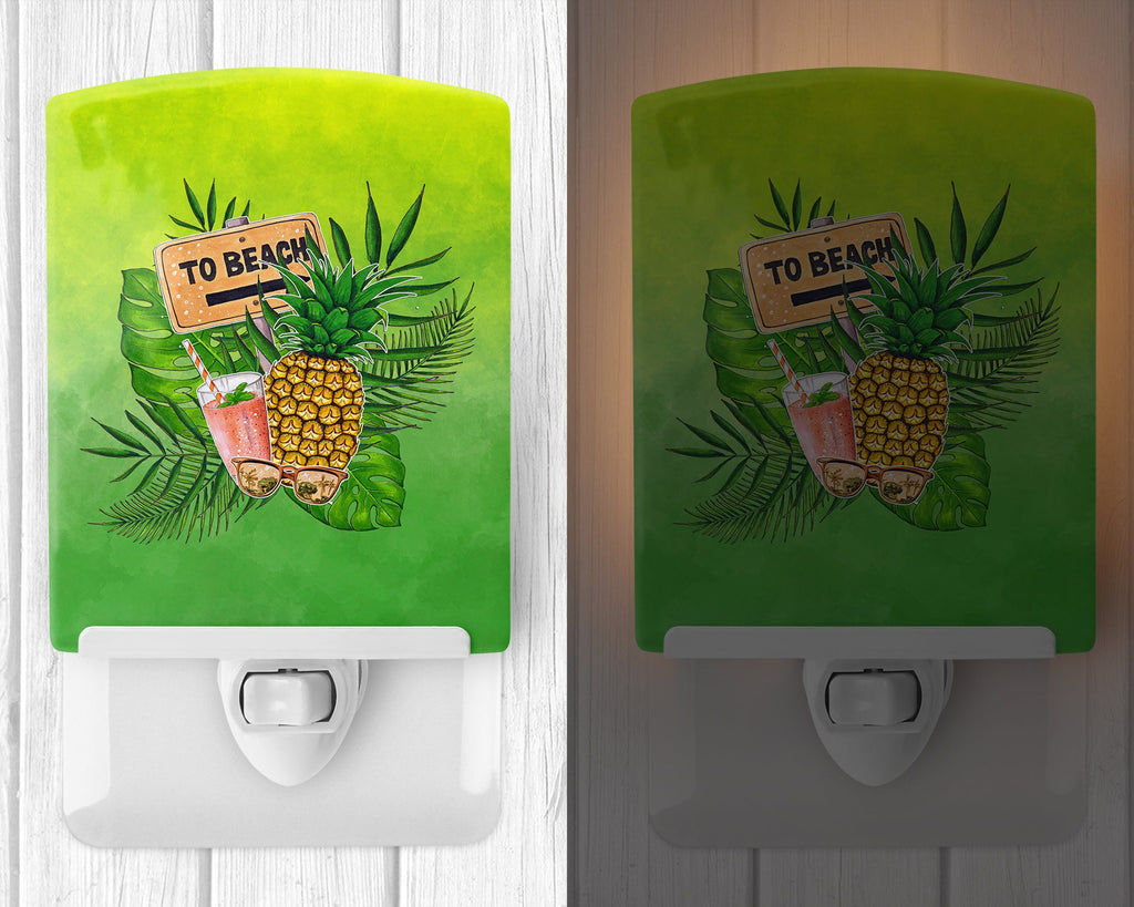 To the Beach Summer Ceramic Night Light Compact, UL-Certified, Ideal for Bedroom, Bathroom, Nursery, Hallway, Kitchen, 6x4x3, Multicolor
