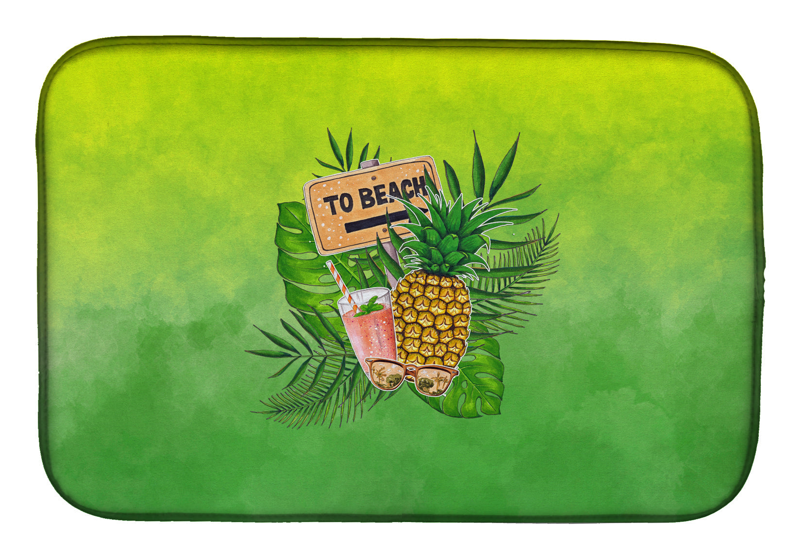 To the Beach Summer Dish Drying Mat Absorbent Dish Drying Mat Pad for Kitchen Counter Dish Drainer Mat for Countertop, 14 x 21", Multicolor