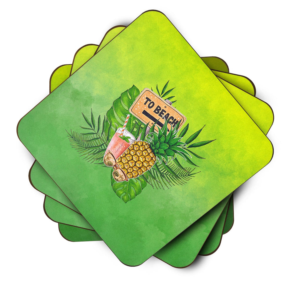 To the Beach Summer Foam Coasters Set of 4 Cup Coasters for Indoor Outdoor, Tabletop Protection, Anti Slip, Mouse pad Material