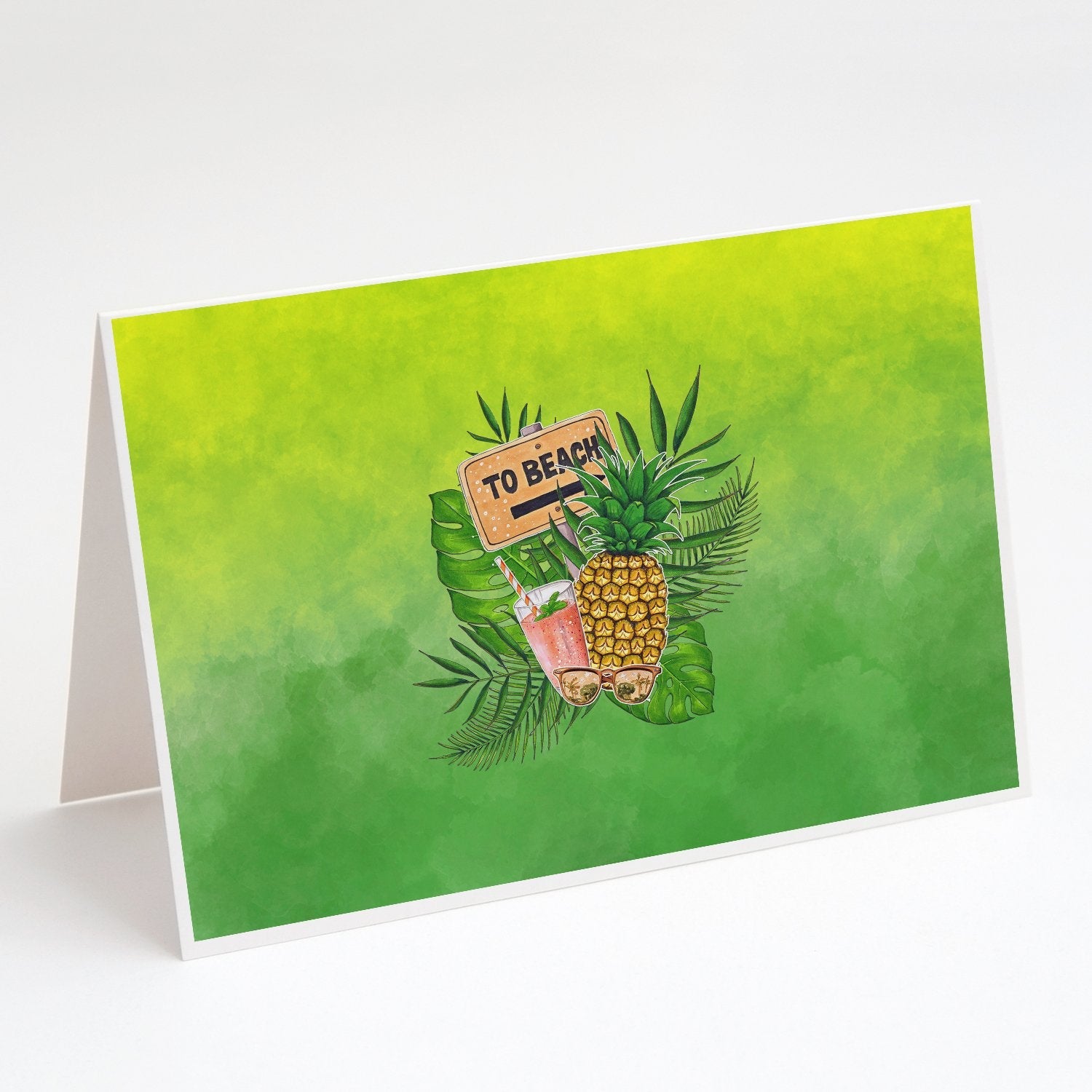 To the Beach Summer Greeting Cards Pack of 8 Blank Cards with Envelopes Whimsical A7 Size 5x7