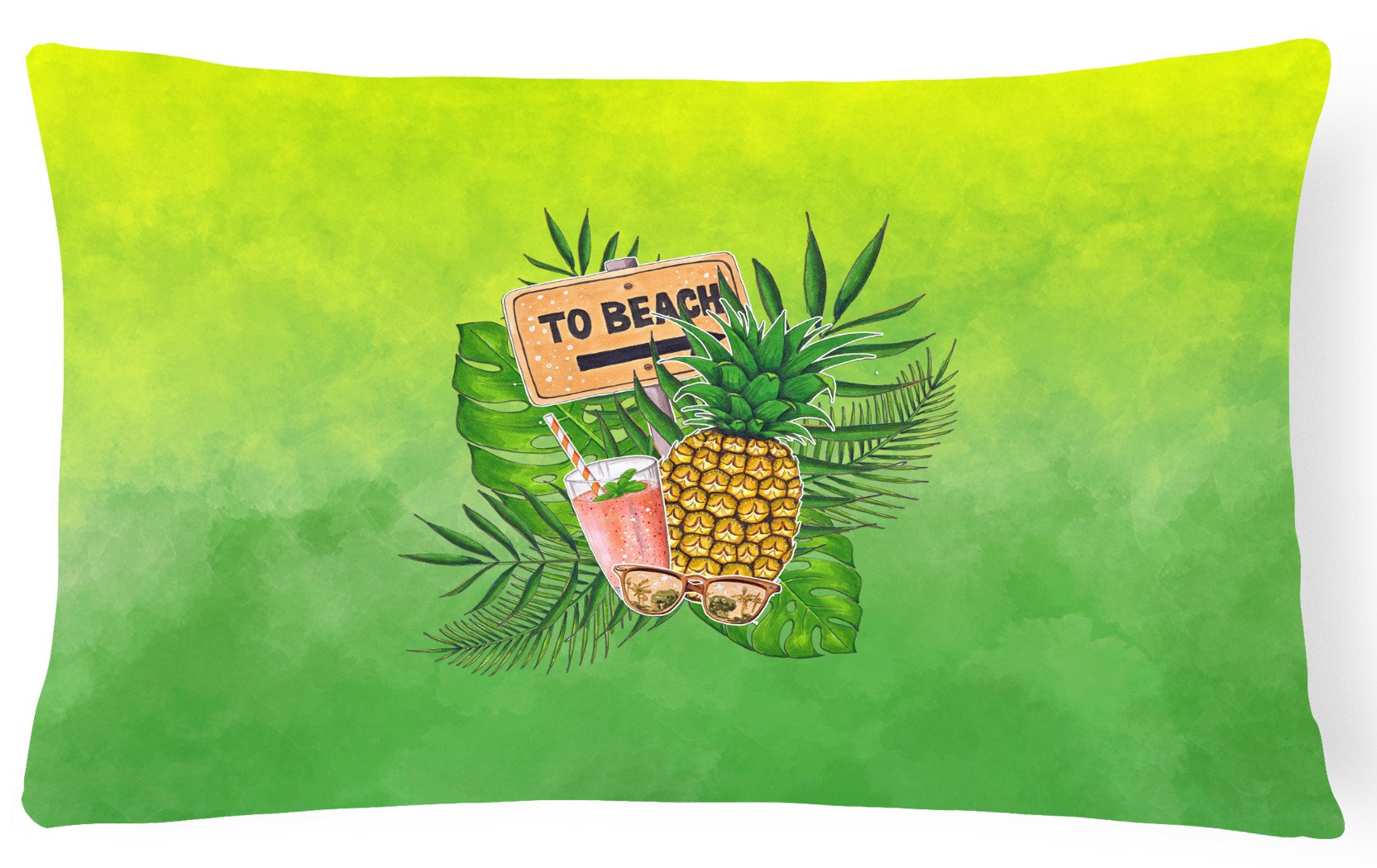 To the Beach Summer Decorative Throw Pillow 12x16 Indoor Outdoor Accent Cushion, Fabric Cover with Insert for Sofa, Bed, Porch & Living Room