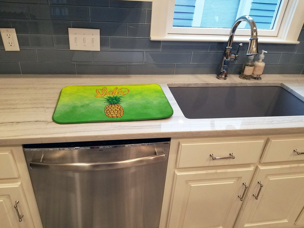 Aloha Pineapple Welcome Dish Drying Mat Absorbent Dish Drying Mat Pad for Kitchen Counter Dish Drainer Mat for Countertop, 14 x 21", Multicolor