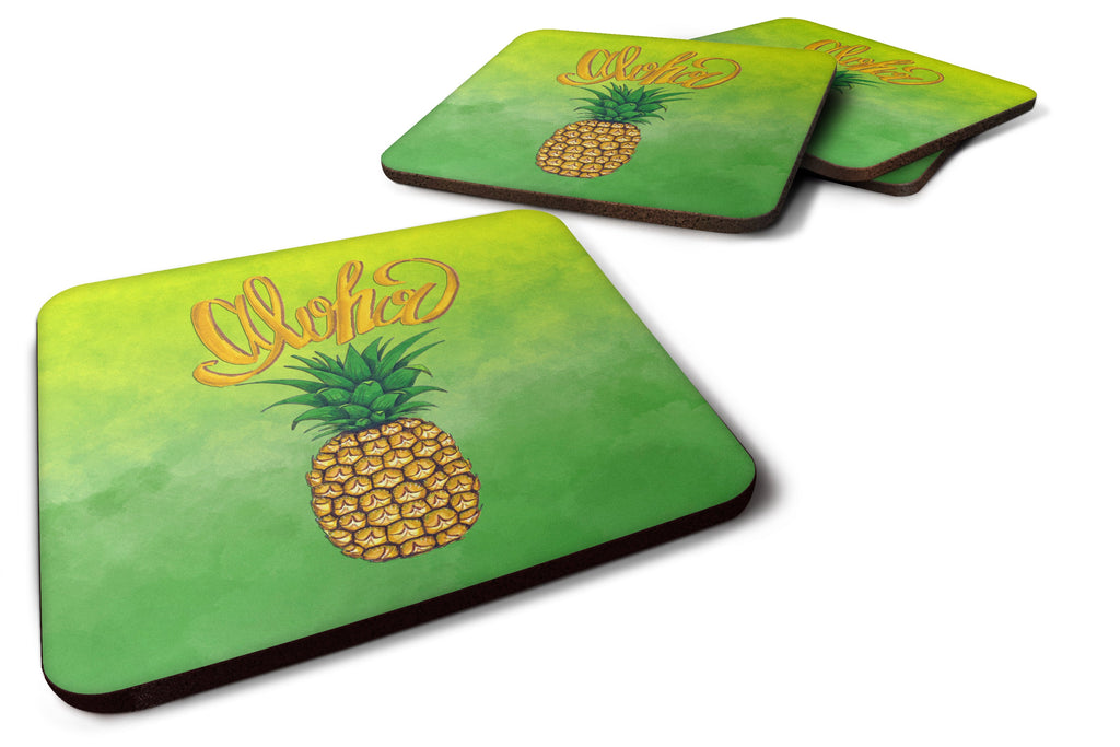 Aloha Pineapple Welcome Foam Coasters Set of 4 Cup Coasters for Indoor Outdoor, Tabletop Protection, Anti Slip, Mouse pad Material