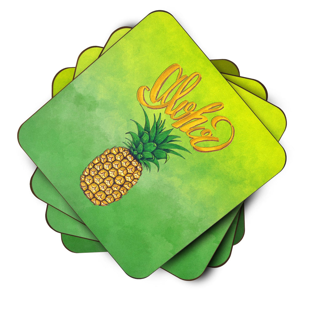 Aloha Pineapple Welcome Foam Coasters Set of 4 Cup Coasters for Indoor Outdoor, Tabletop Protection, Anti Slip, Mouse pad Material