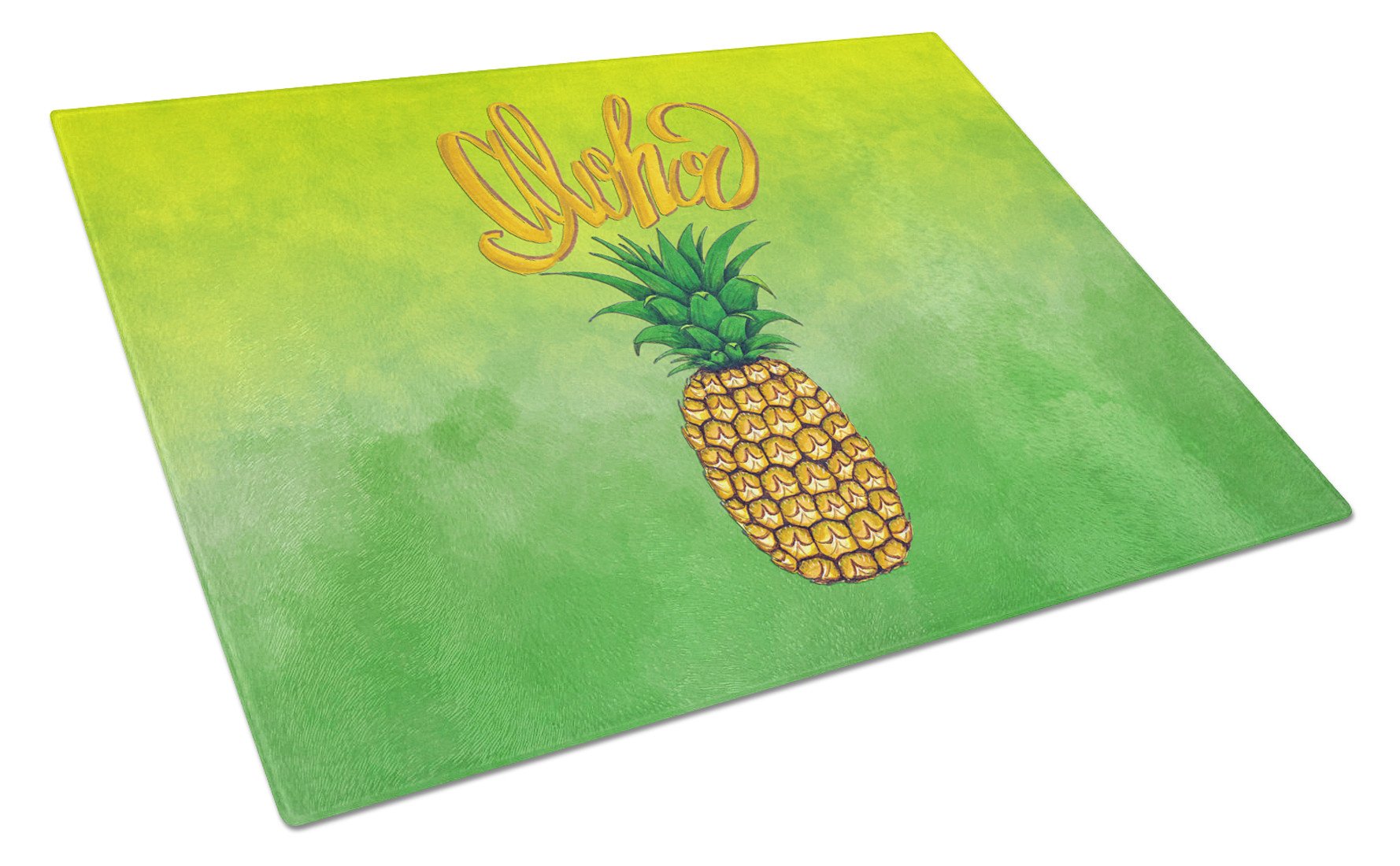 Aloha Pineapple Welcome Cutting Board Tempered Glass Kitchen Cutting Surface, Heat Resistant Chopping, Non-Slip Feet, Food Prep & Serving