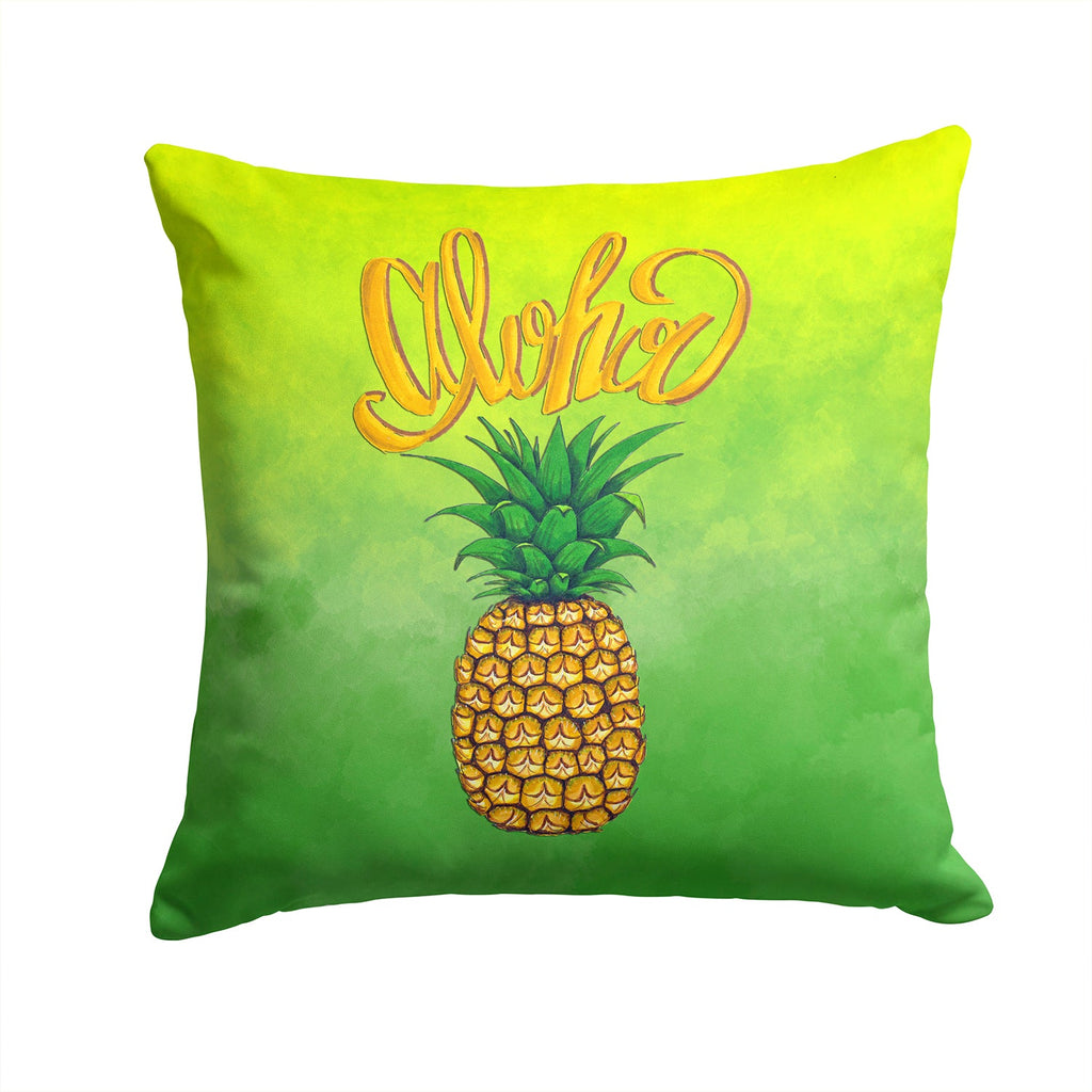 Aloha Pineapple Welcome Decorative Throw Pillow 14x14 Indoor Outdoor Accent Cushion, Fabric Cover with Insert for Sofa, Bed, Porch & Living Room