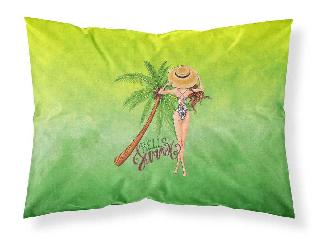 Hello Summer Lady in Swimsuit Standard Pillowcase Lightweight Super Soft Easy Care Decorative Artwork Pillowcase, Standard