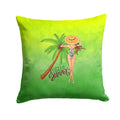 Hello Summer Lady in Swimsuit Decorative Throw Pillow 14x14 Indoor Outdoor Accent Cushion, Fabric Cover with Insert for Sofa, Bed, Porch & Living Room