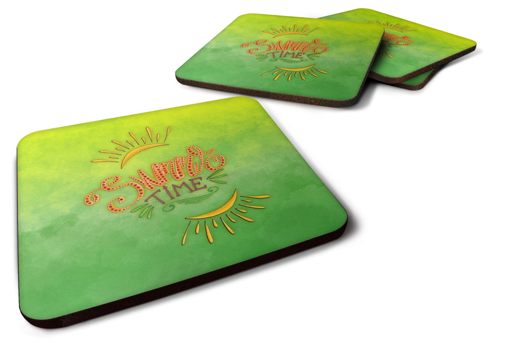 Summer Time Foam Coasters Set of 4 Cup Coasters for Indoor Outdoor, Tabletop Protection, Anti Slip, Mouse pad Material