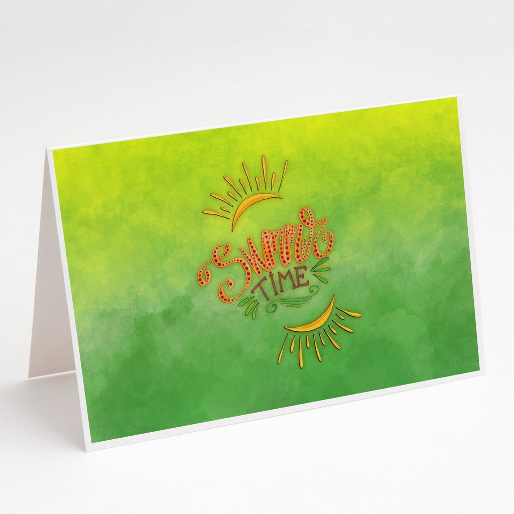 Summer Time Greeting Cards Pack of 8 Blank Cards with Envelopes Whimsical A7 Size 5x7