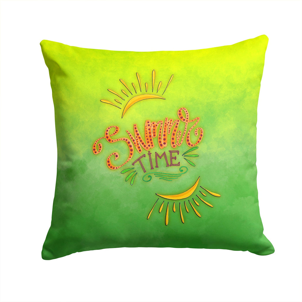 Summer Time Decorative Throw Pillow 14x14 Indoor Outdoor Accent Cushion, Fabric Cover with Insert for Sofa, Bed, Porch & Living Room