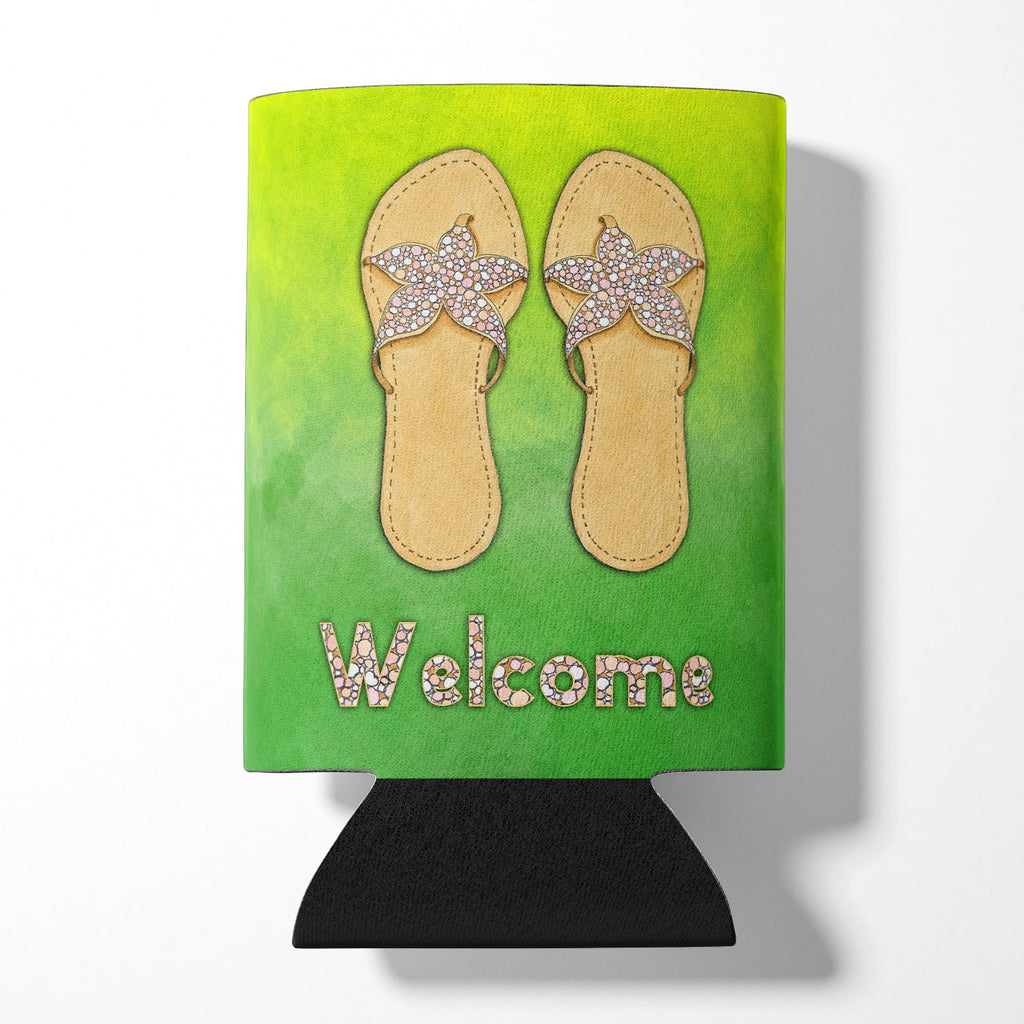 Flip Flops Welcome Can or Bottle Hugger Cooler Sleeve for Standard 12 oz Cans, Insulated Foam Beer & Soda Can Hugger Reusable