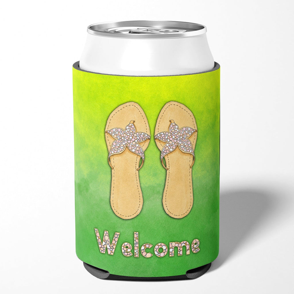 Flip Flops Welcome Can or Bottle Hugger Cooler Sleeve for Standard 12 oz Cans, Insulated Foam Beer & Soda Can Hugger Reusable