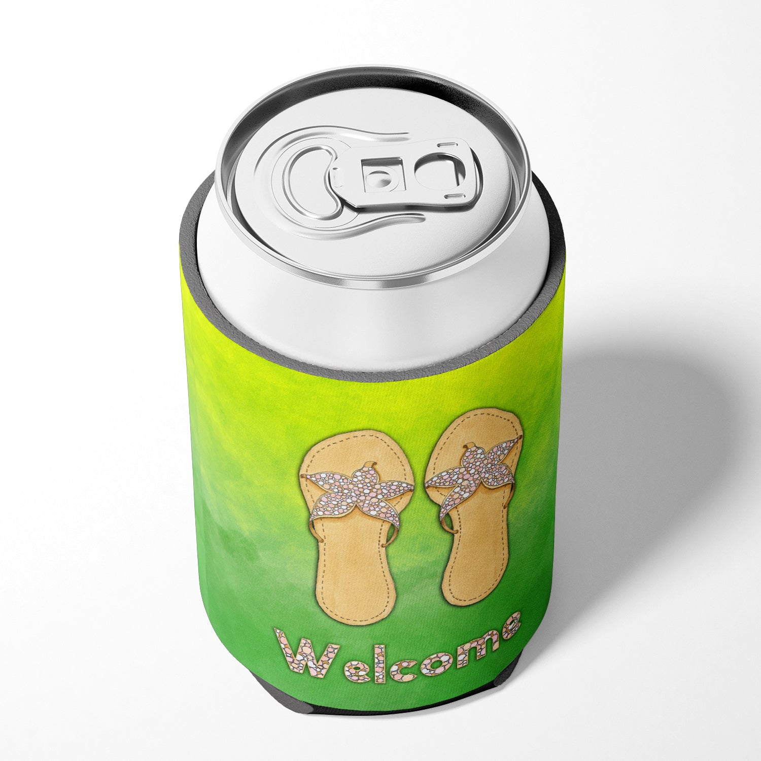 Flip Flops Welcome Can or Bottle Hugger Cooler Sleeve for Standard 12 oz Cans, Insulated Foam Beer & Soda Can Hugger Reusable