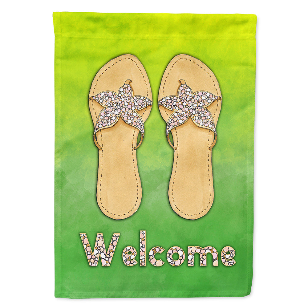 Flip Flops Welcome House Flag 28x40 Porch Sleeve Pole Decorative Outside Yard Banner Artwork Wall Hanging, Polyester