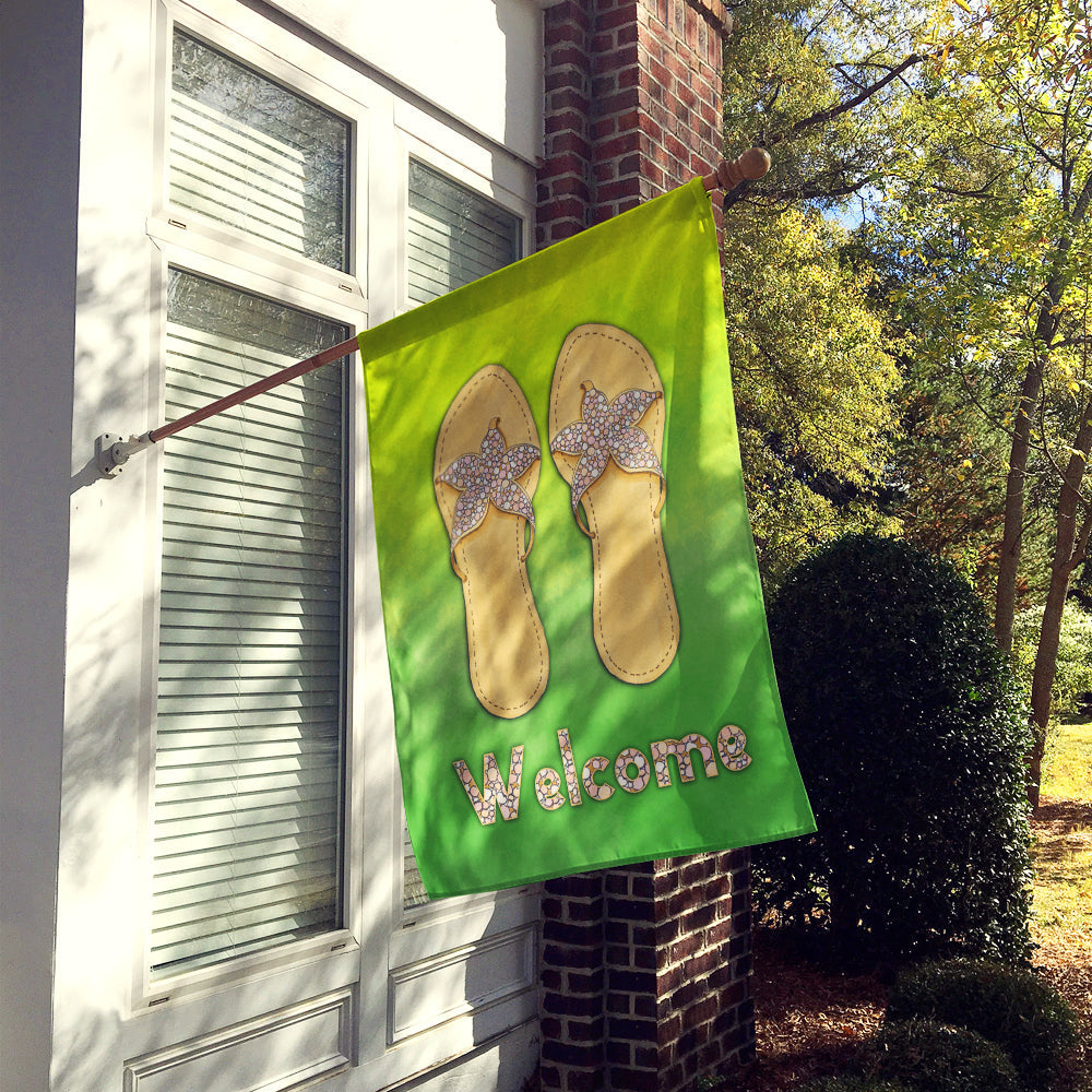 Flip Flops Welcome House Flag 28x40 Porch Sleeve Pole Decorative Outside Yard Banner Artwork Wall Hanging, Polyester