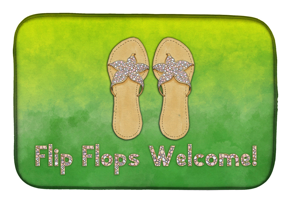 Flip Flops Welcome Dish Drying Mat Absorbent Dish Drying Mat Pad for Kitchen Counter Dish Drainer Mat for Countertop, 14 x 21", Multicolor