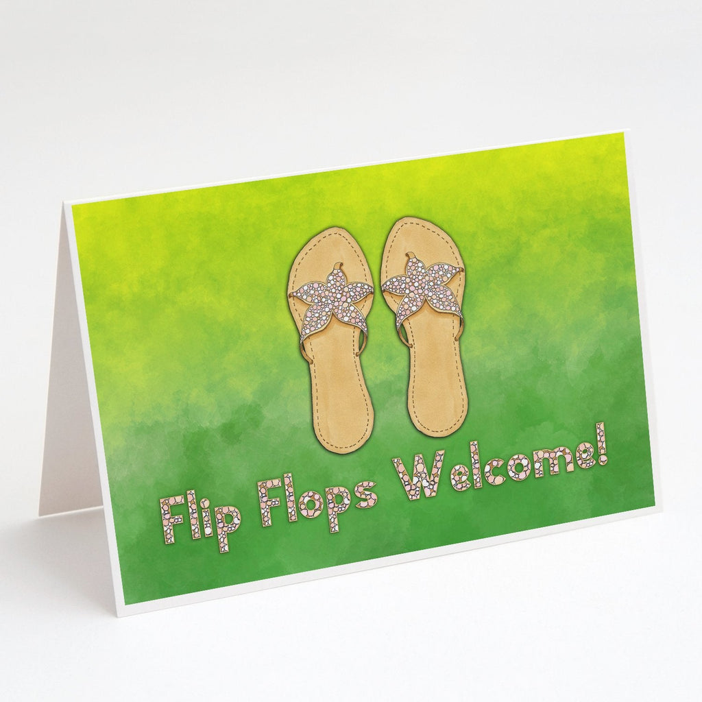 Flip Flops Welcome Greeting Cards Pack of 8 Blank Cards with Envelopes Whimsical A7 Size 5x7