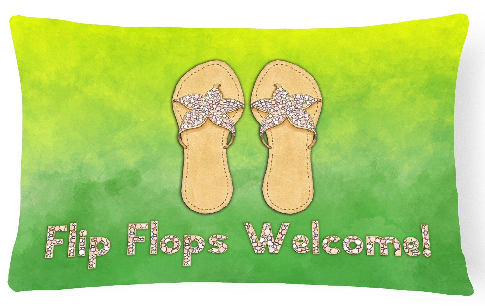 Flip Flops Welcome Decorative Throw Pillow 12x16 Indoor Outdoor Accent Cushion, Fabric Cover with Insert for Sofa, Bed, Porch & Living Room