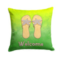 Flip Flops Welcome Decorative Throw Pillow 14x14 Indoor Outdoor Accent Cushion, Fabric Cover with Insert for Sofa, Bed, Porch & Living Room