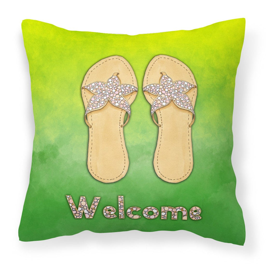 Flip Flops Welcome Decorative Throw Pillow 18x18 Indoor Outdoor Accent Cushion, Fabric Cover with Insert for Sofa, Bed, Porch & Living Room