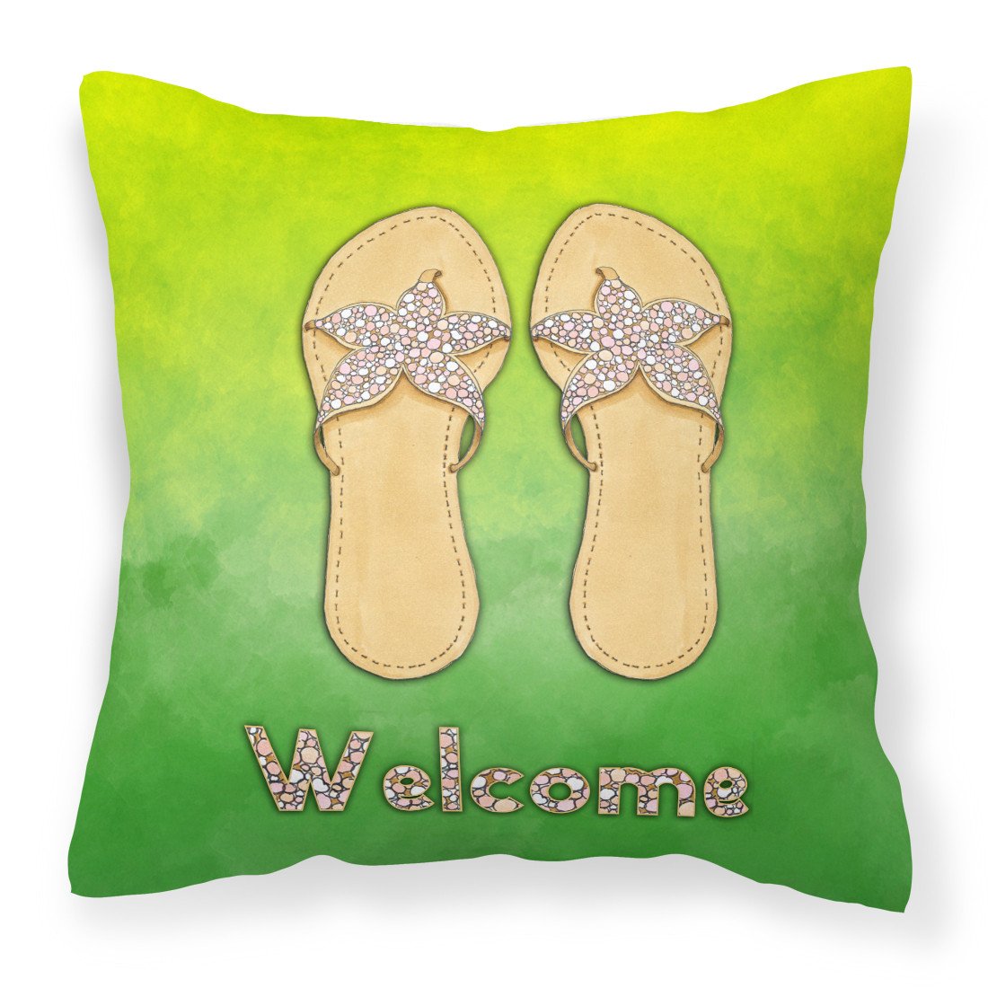 Flip Flops Welcome Decorative Throw Pillow 18x18 Indoor Outdoor Accent Cushion, Fabric Cover with Insert for Sofa, Bed, Porch & Living Room