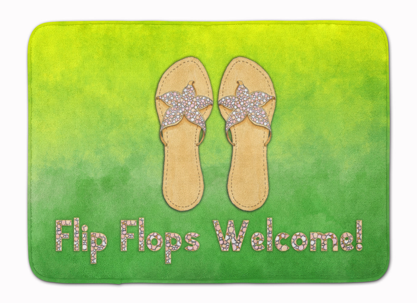 Flip Flops Welcome Memory Foam Kitchen Mat Machine Washable Anti-Fatigue Cushion Comfort Bath or Kitchen Rug