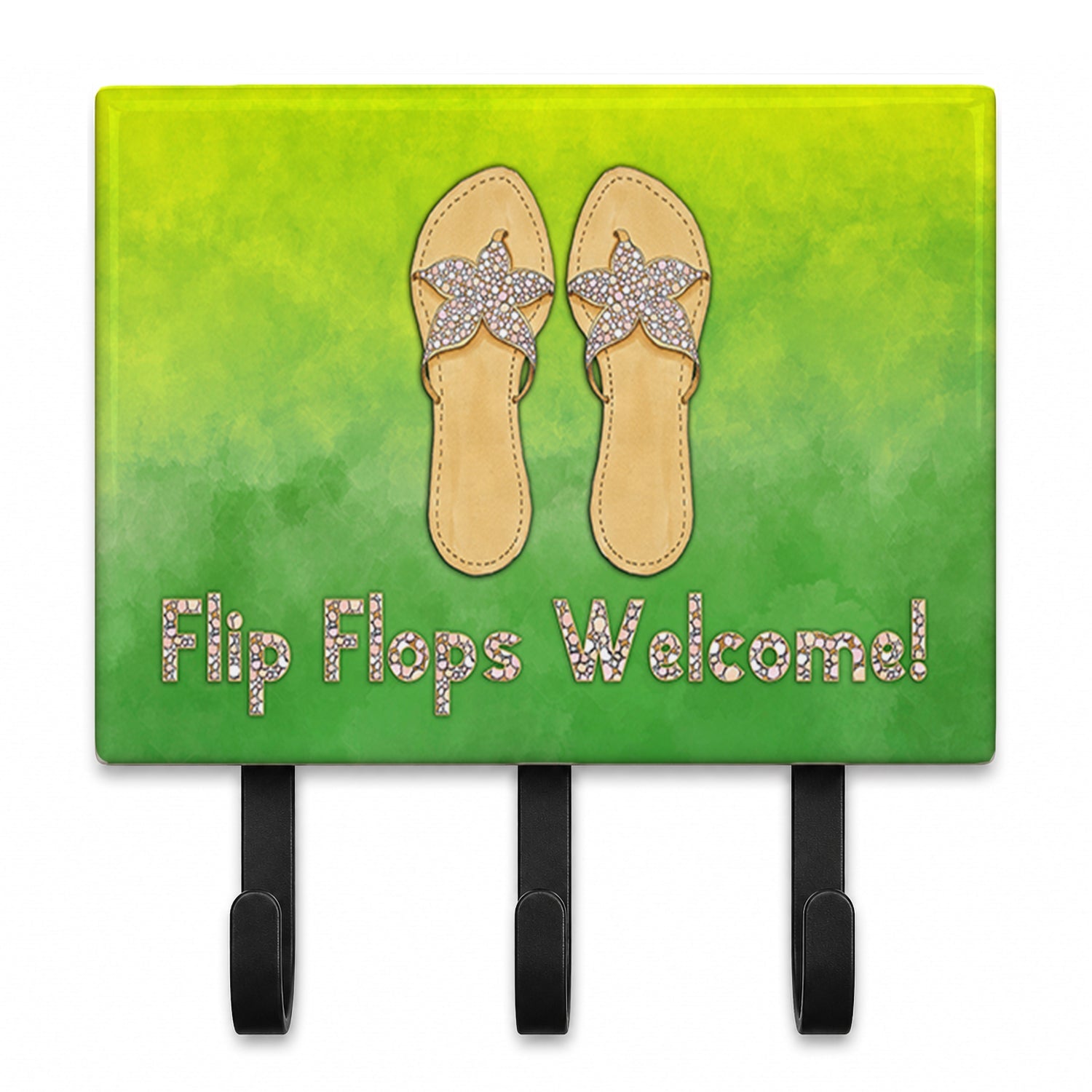 Flip Flops Welcome Leash or Key Holder Wall Hooks, Coat Rack Wall Mount, for Hanging Keys, Towels, Aprons, Leashes